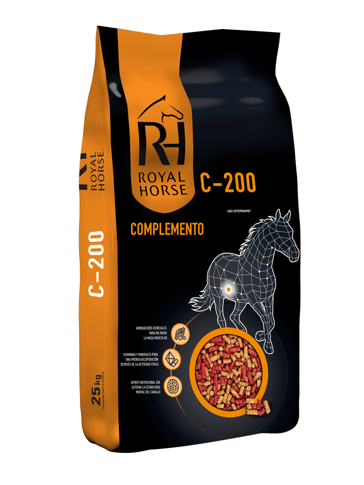C-200: Suplemento proteico, vitamínico y mineral con pellets para caballos