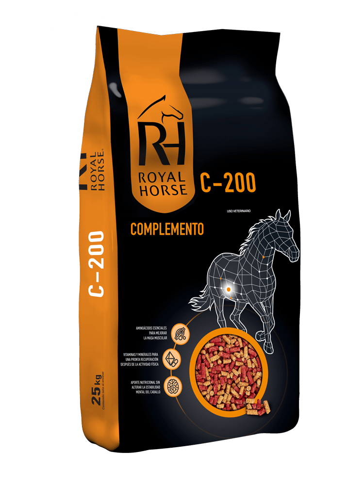 H-350 : Alimento con granos rolados, pellets y extruidos para caballos de competencia