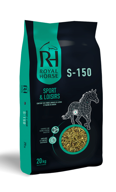 S-150 : ALIMENT FIBRES LONGUES & GRANULES POUR CHEVAUX DE SPORT ET LOISIR